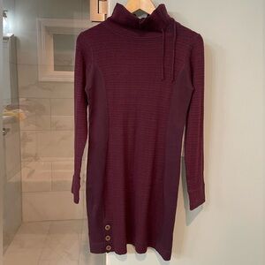 Prana Kelland Burgundy Striped Sweater Dress M